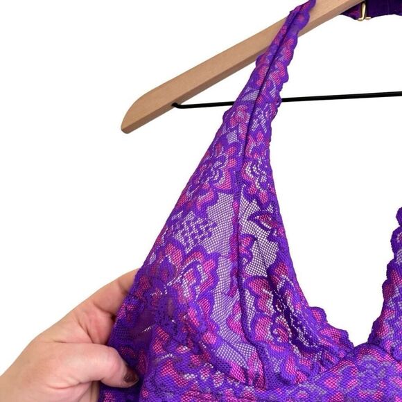 Victoria's Secret Small Purple Lace Lingerie Slip Dress Halter Style Open Back - Picture 2 of 8